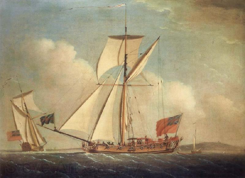 Monamy, Peter English Cutter-righged yacht in two positions